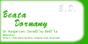 beata dormany business card